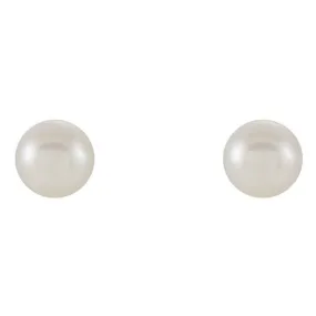 14K Yellow 6-6.5 mm Cultured White Freshwater Pearl Earrings