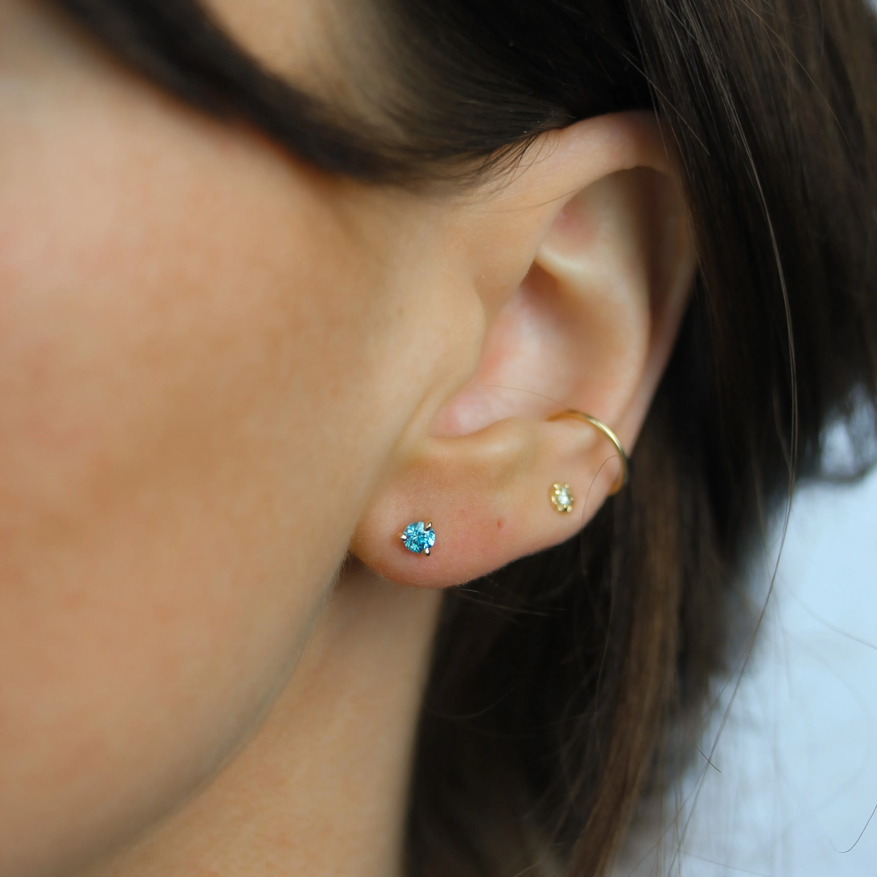 Blue Zircon Stud Earrings