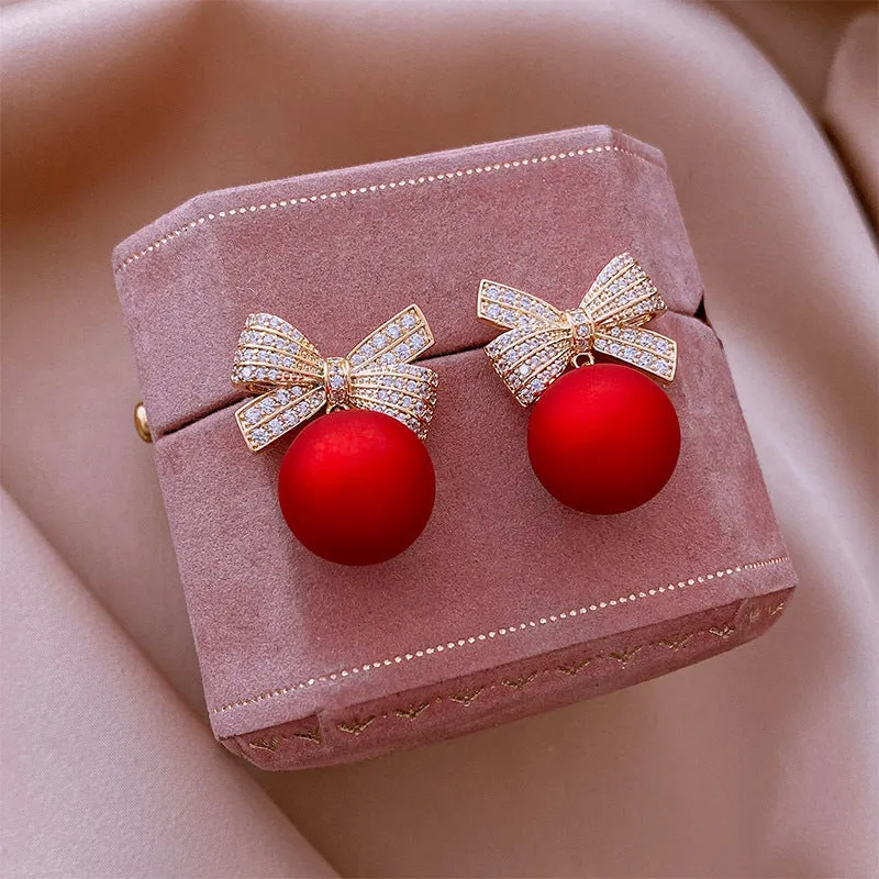 Bow Knot Pearl Earrings