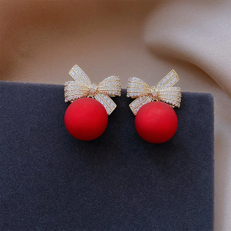 Bow Knot Pearl Earrings