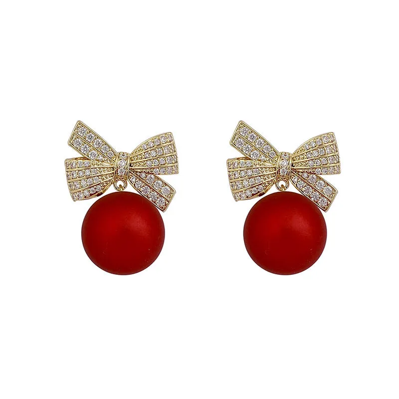 Bow Knot Pearl Earrings
