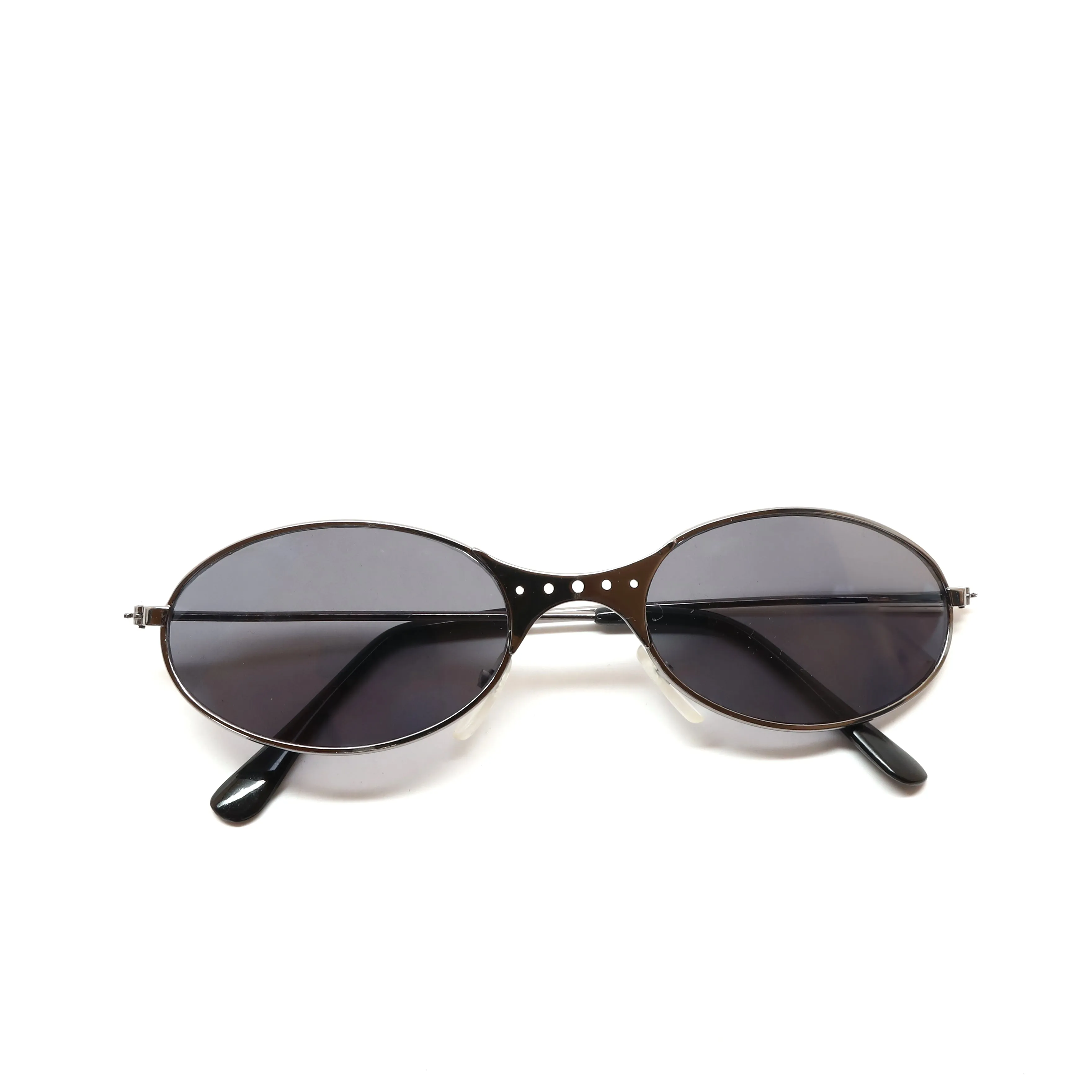 Deadstock Vintage Industrial Style Wire Oval Sunglasses - Grey