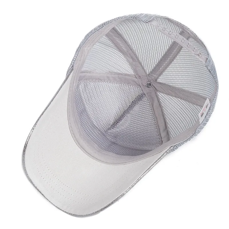 Fashion Women Summer Cap New York Letter Sequins Shiny Baseball Cap Female Streetwear Trucker Hats