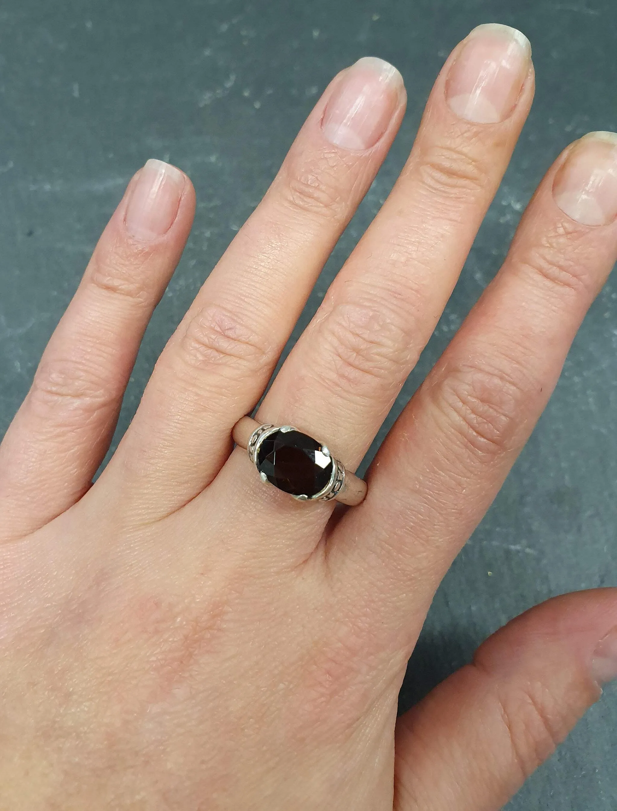 Genuine Quartz Ring - Smoky Topaz Boho Ring - Brown Solitaire Ring