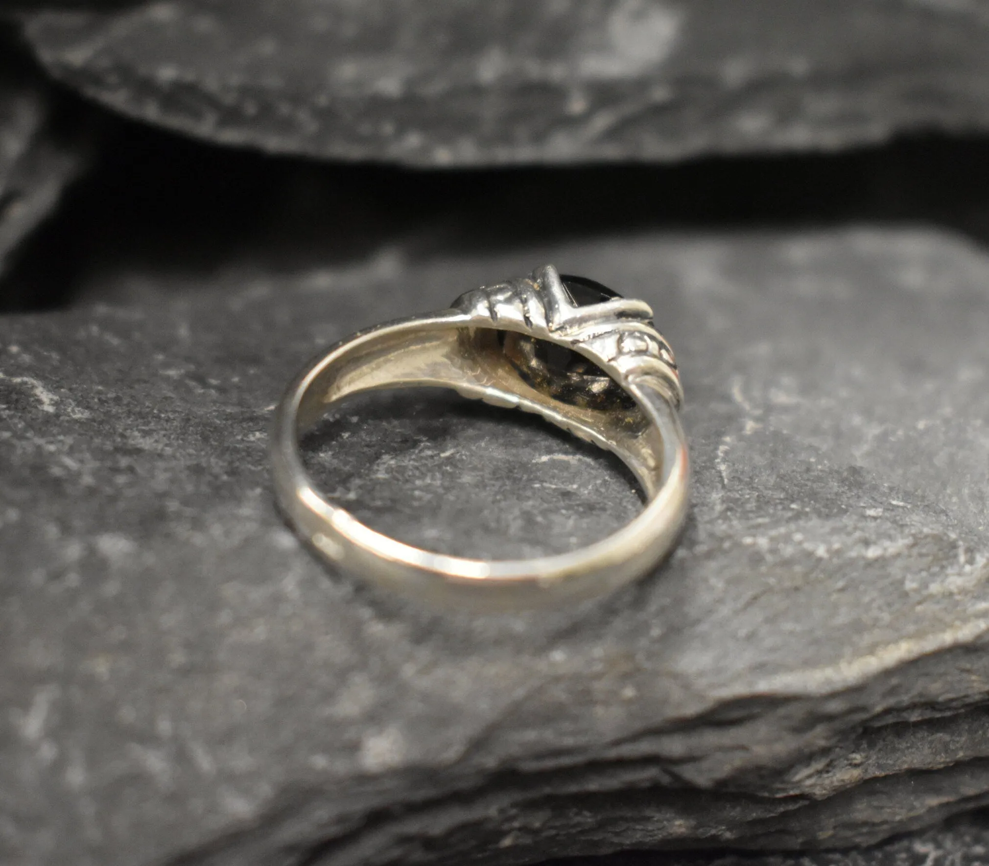Genuine Quartz Ring - Smoky Topaz Boho Ring - Brown Solitaire Ring