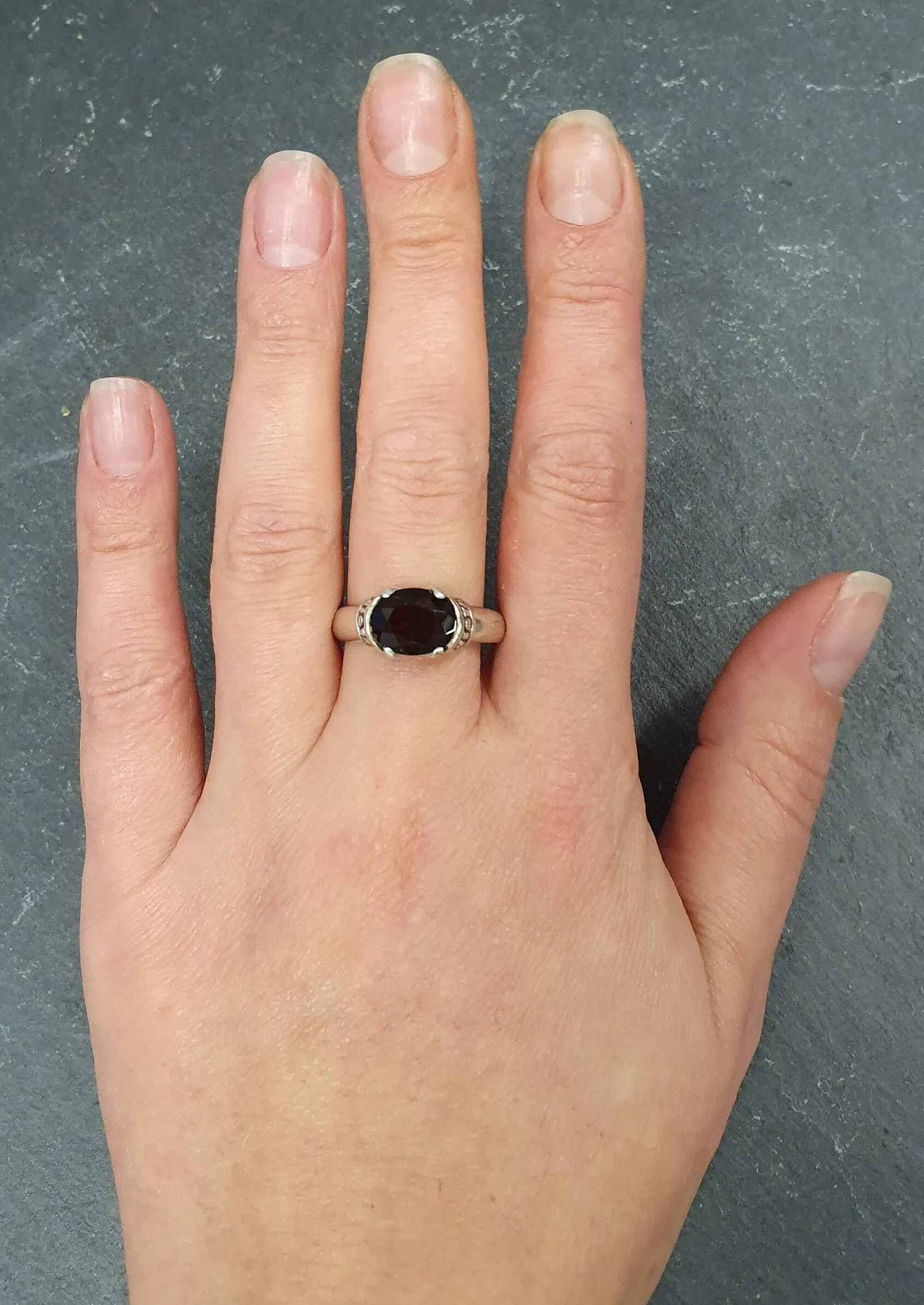 Genuine Quartz Ring - Smoky Topaz Boho Ring - Brown Solitaire Ring