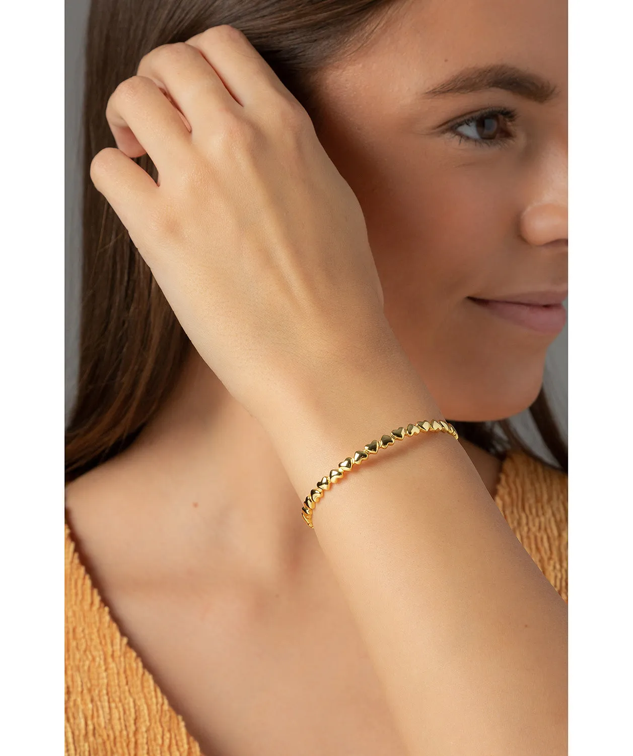 Gift Packaged 'Bridget' 18ct Yellow Gold Plated Sterling Silver Minimalist Heart Bangle