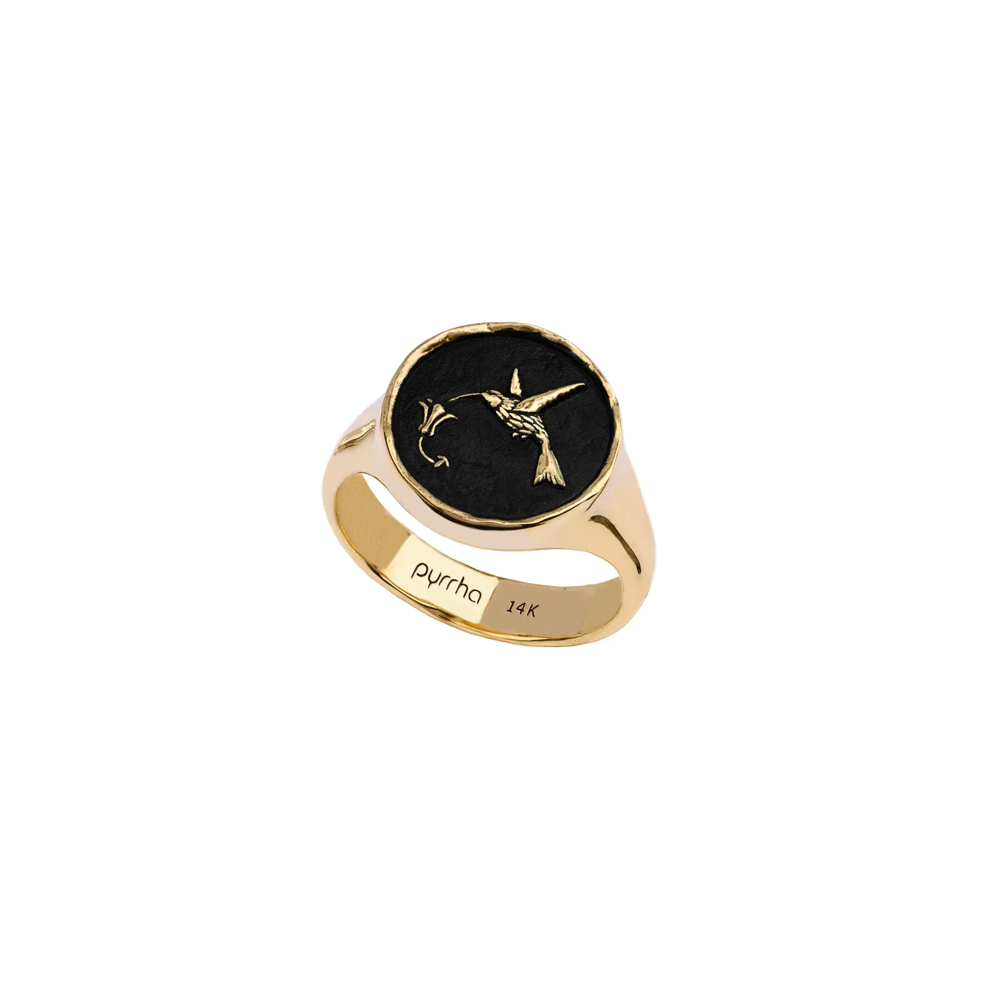 Hummingbird 14K Gold Signet Ring
