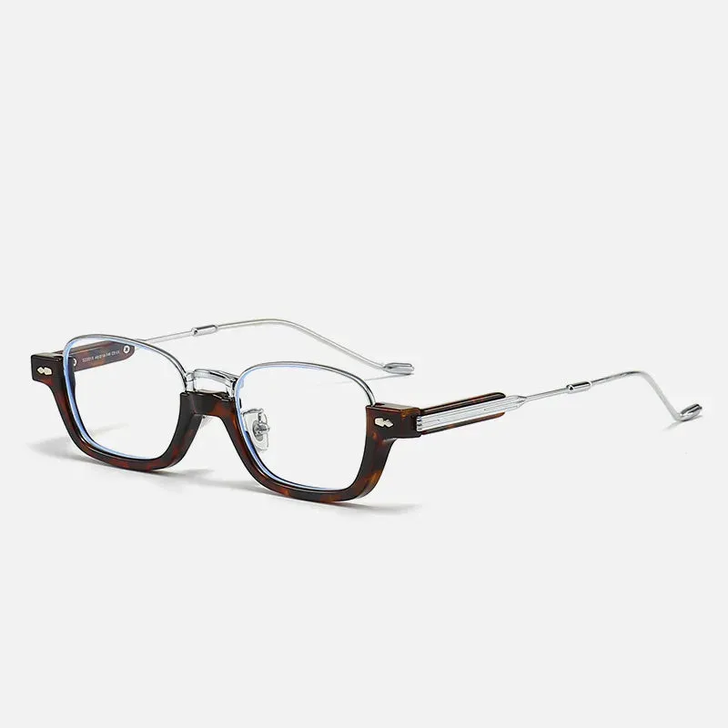 Kocolior Unisex Semi Rim Acetate Stainless Steel Hyperopic Reading Glasses 22015