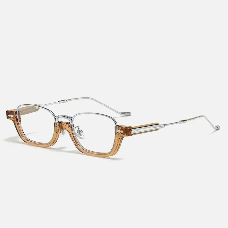 Kocolior Unisex Semi Rim Acetate Stainless Steel Hyperopic Reading Glasses 22015