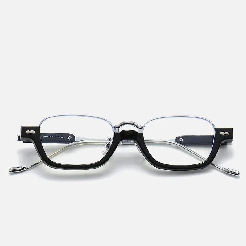 Kocolior Unisex Semi Rim Acetate Stainless Steel Hyperopic Reading Glasses 22015