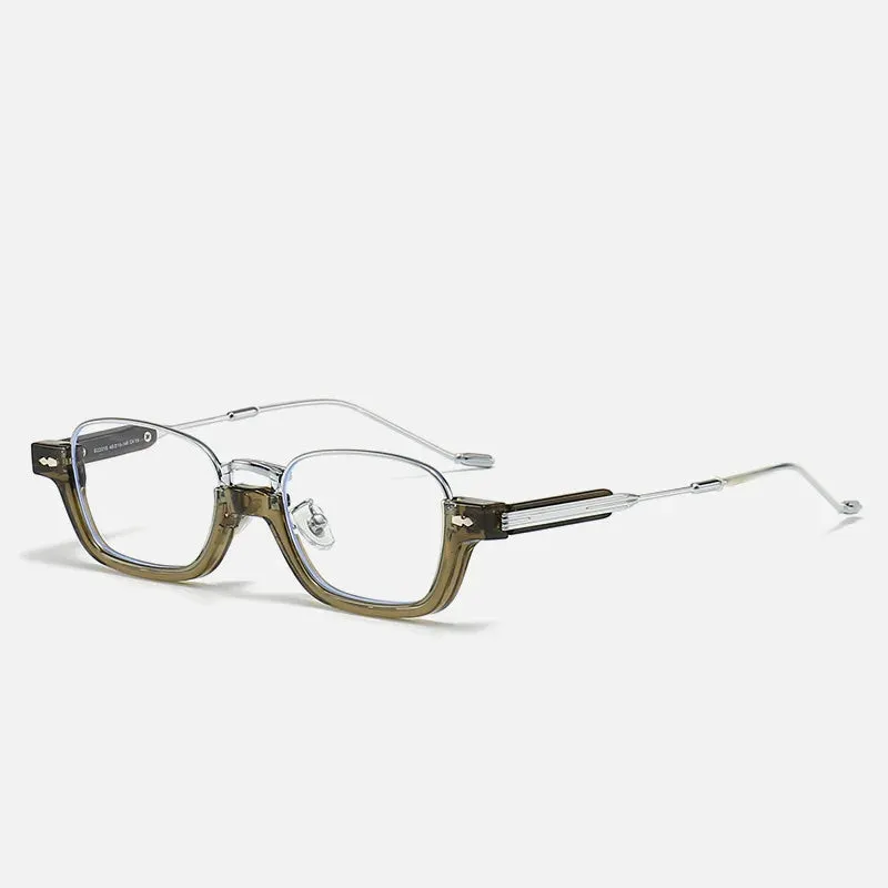 Kocolior Unisex Semi Rim Acetate Stainless Steel Hyperopic Reading Glasses 22015
