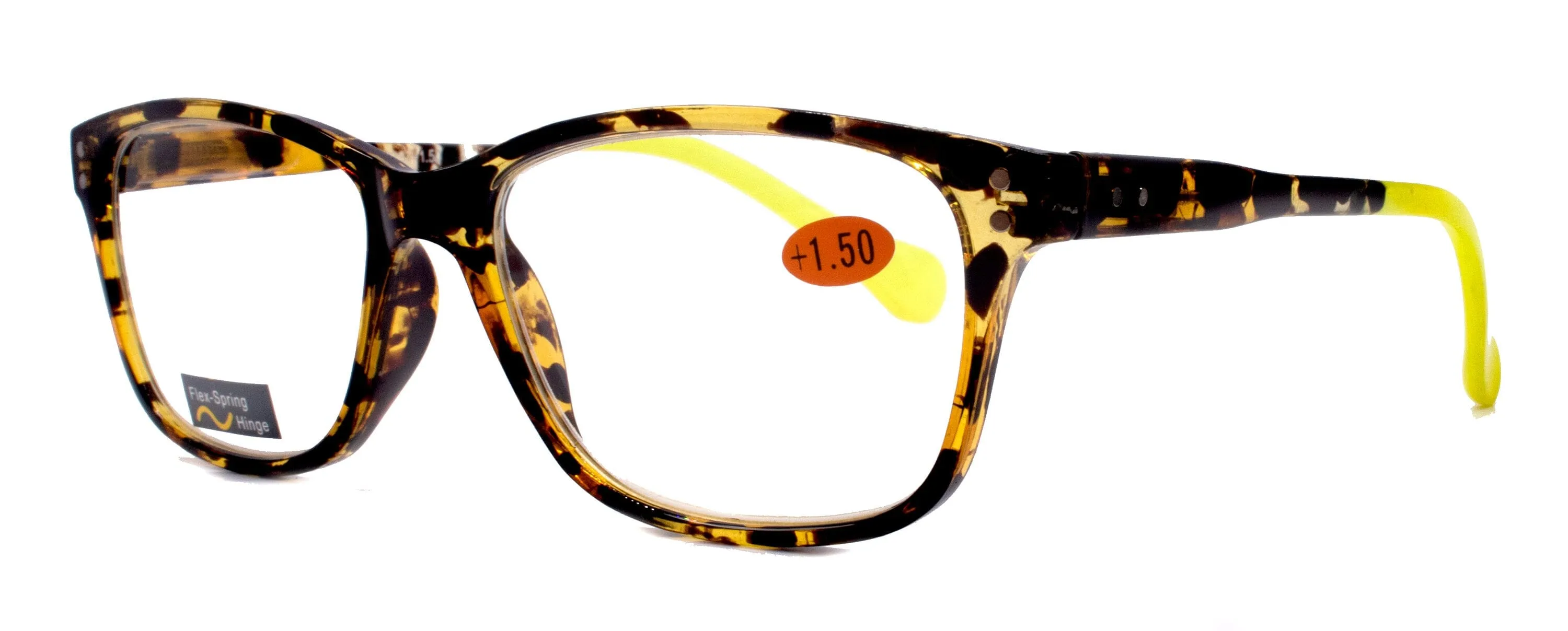 Milan, (Premium) Reading Glasses HighEnd Reader  1.25.. 3 Magnifying Optical Square  Style Tortoise Brown n (Yellow) NY Fifth Avenue