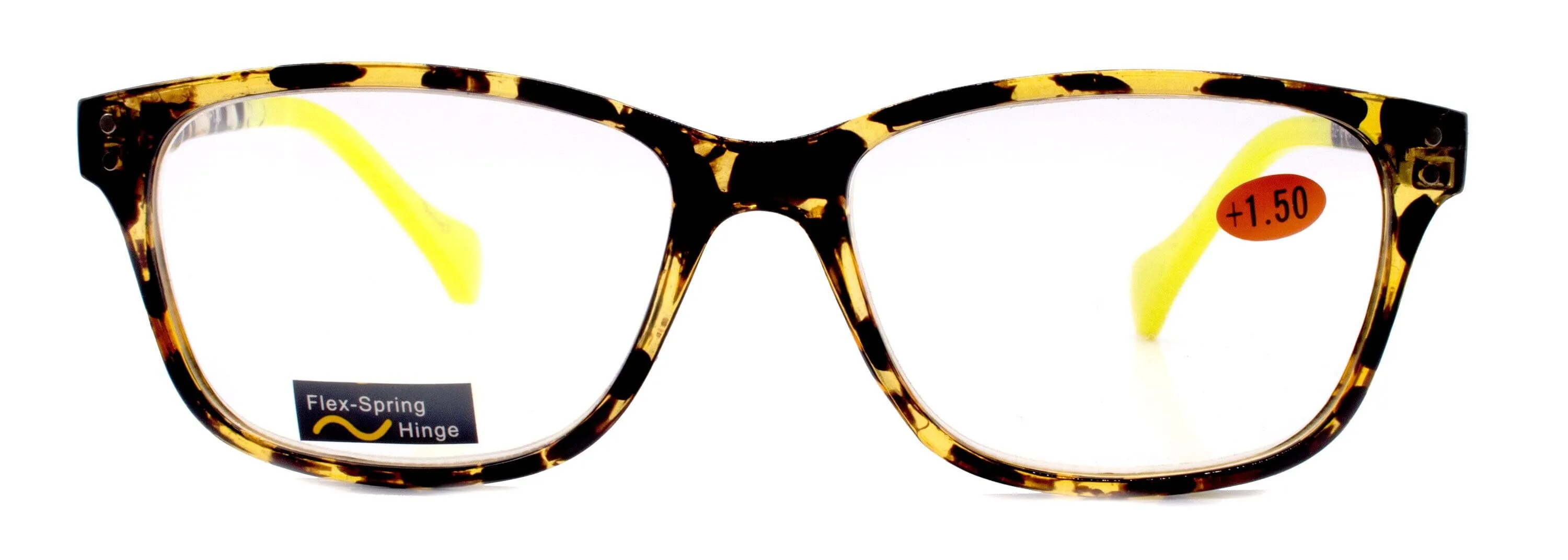 Milan, (Premium) Reading Glasses HighEnd Reader  1.25.. 3 Magnifying Optical Square  Style Tortoise Brown n (Yellow) NY Fifth Avenue