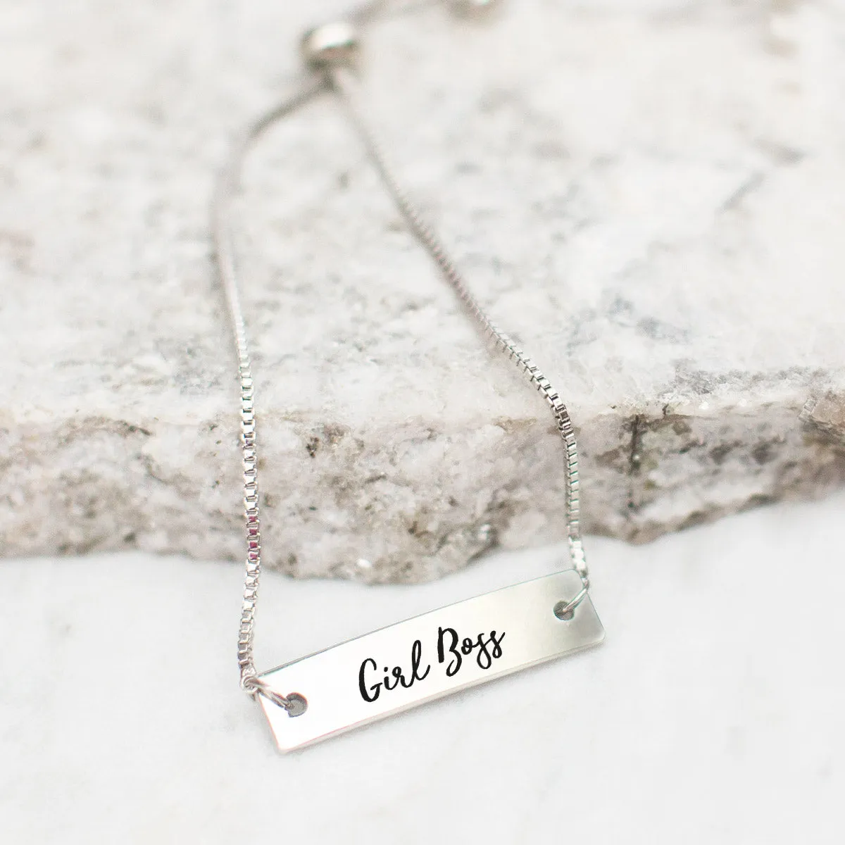 Silver Girl Boss Adjustable Bar Bracelet