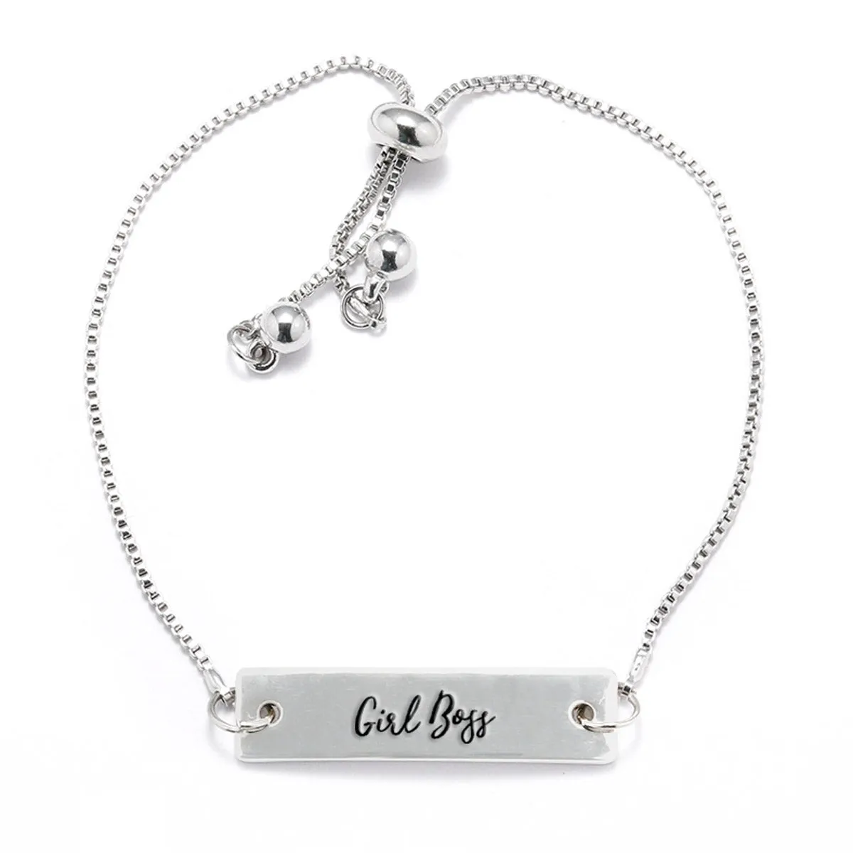 Silver Girl Boss Adjustable Bar Bracelet