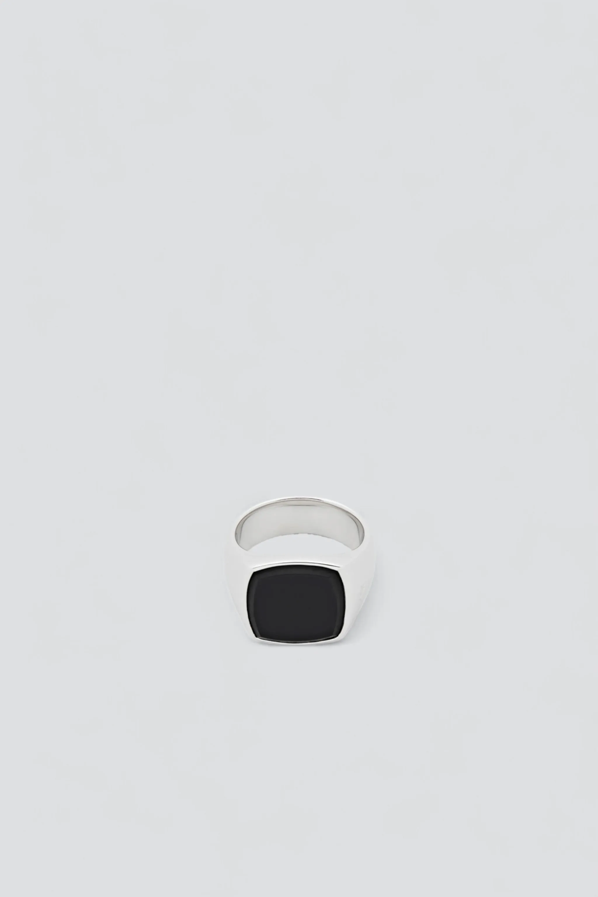 Silver W Cushion Black Onyx Ring