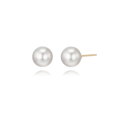 STONEHENGE Crystal Pearl M Stud Yellow Gold Earrings
