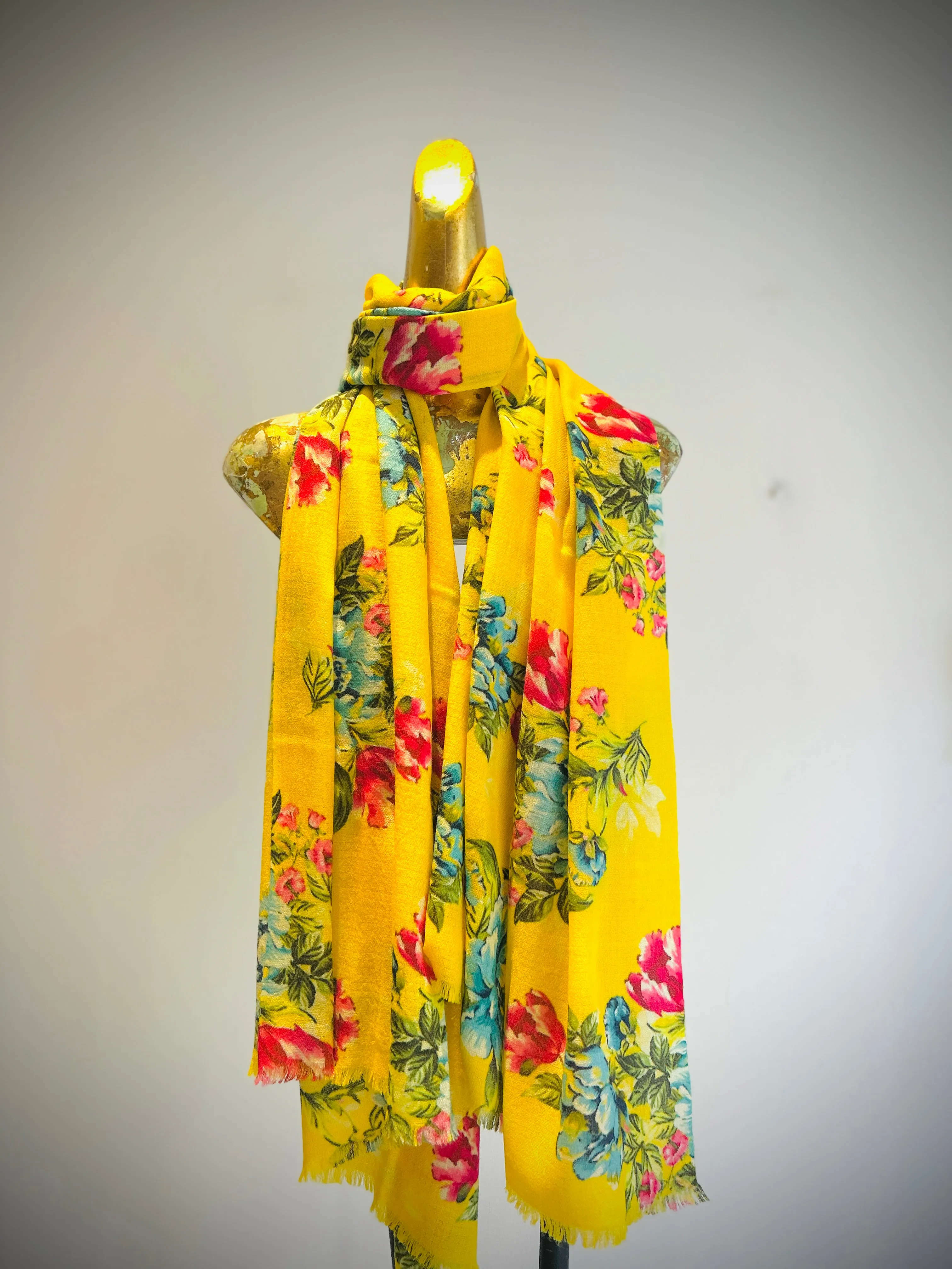 Summer Merino Wool Silk Printed Shawl.     April Sale 25% Off ....At Checkout Use Code April25