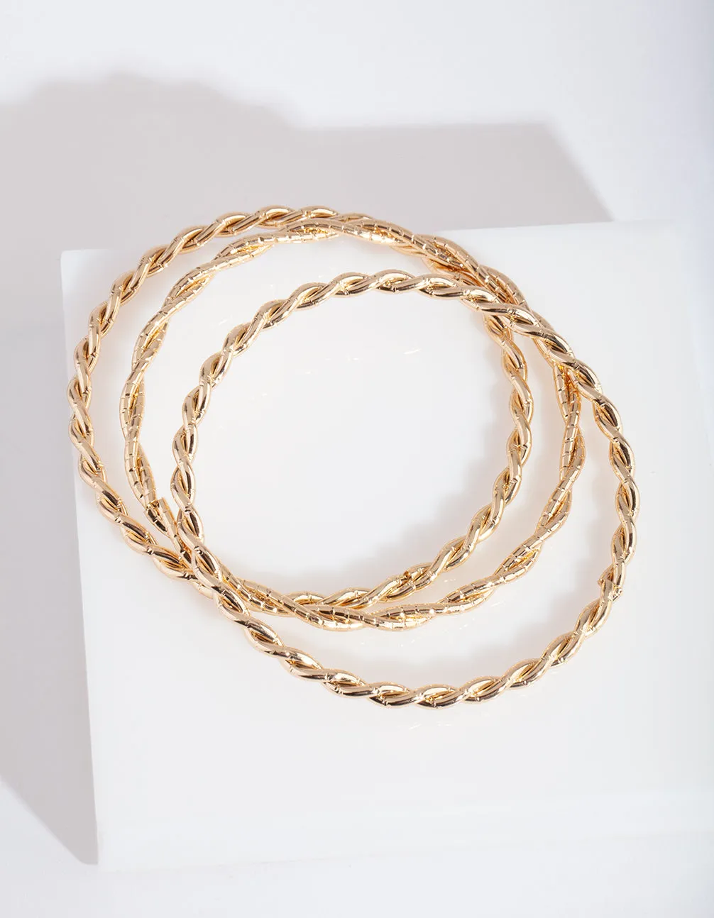 Triple Twist Gold Bangle Set