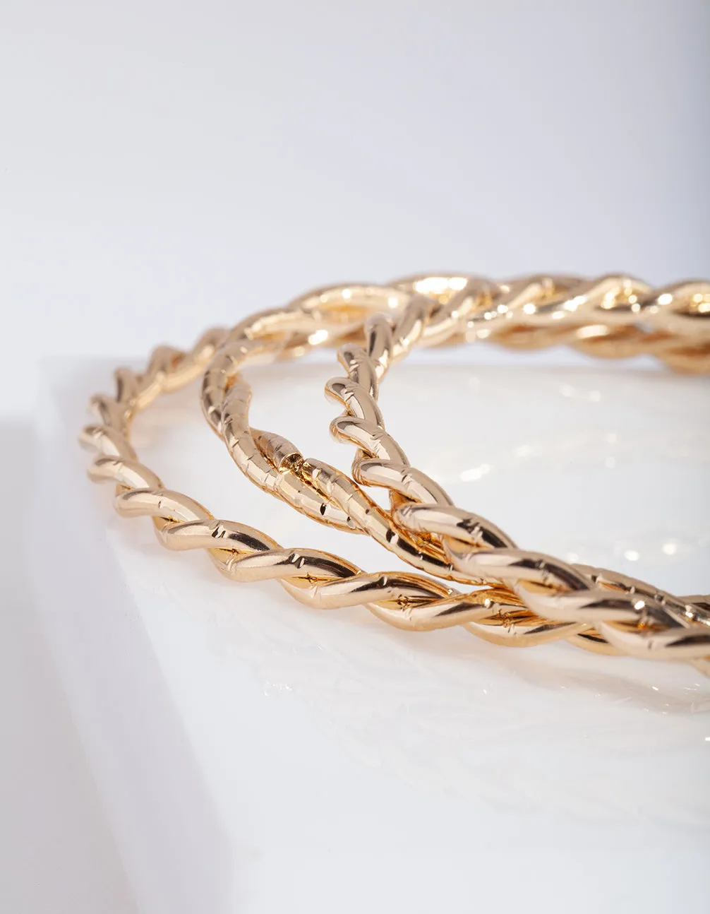 Triple Twist Gold Bangle Set