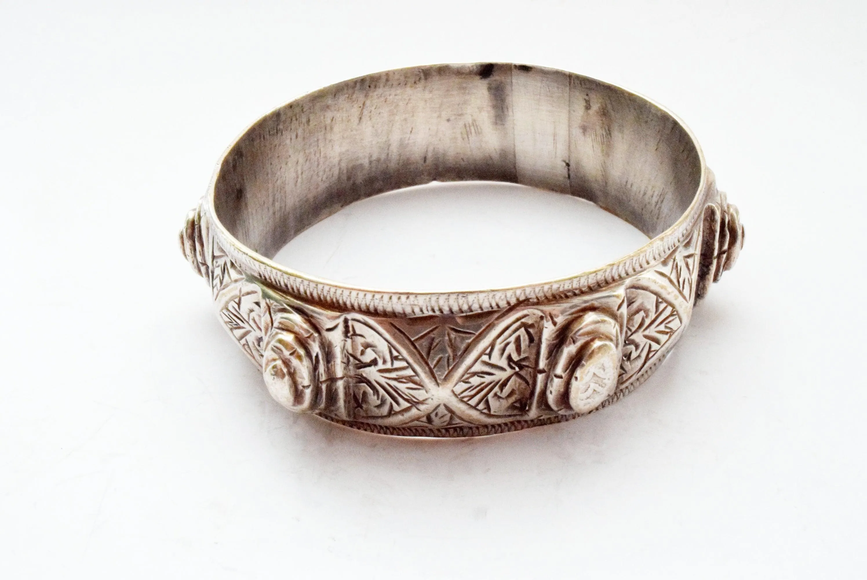Vintage Moroccan Heavy Silver Bangle