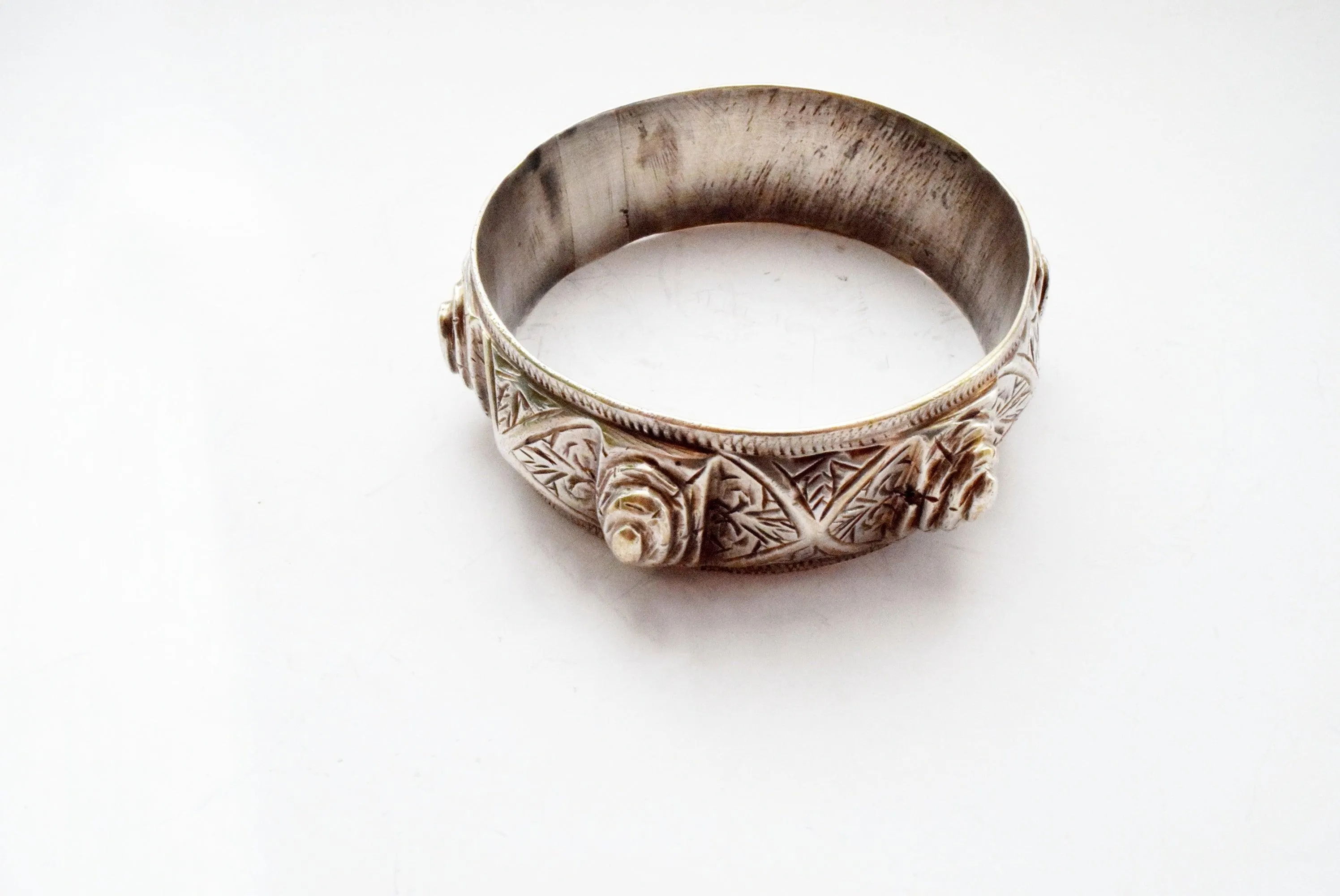 Vintage Moroccan Heavy Silver Bangle