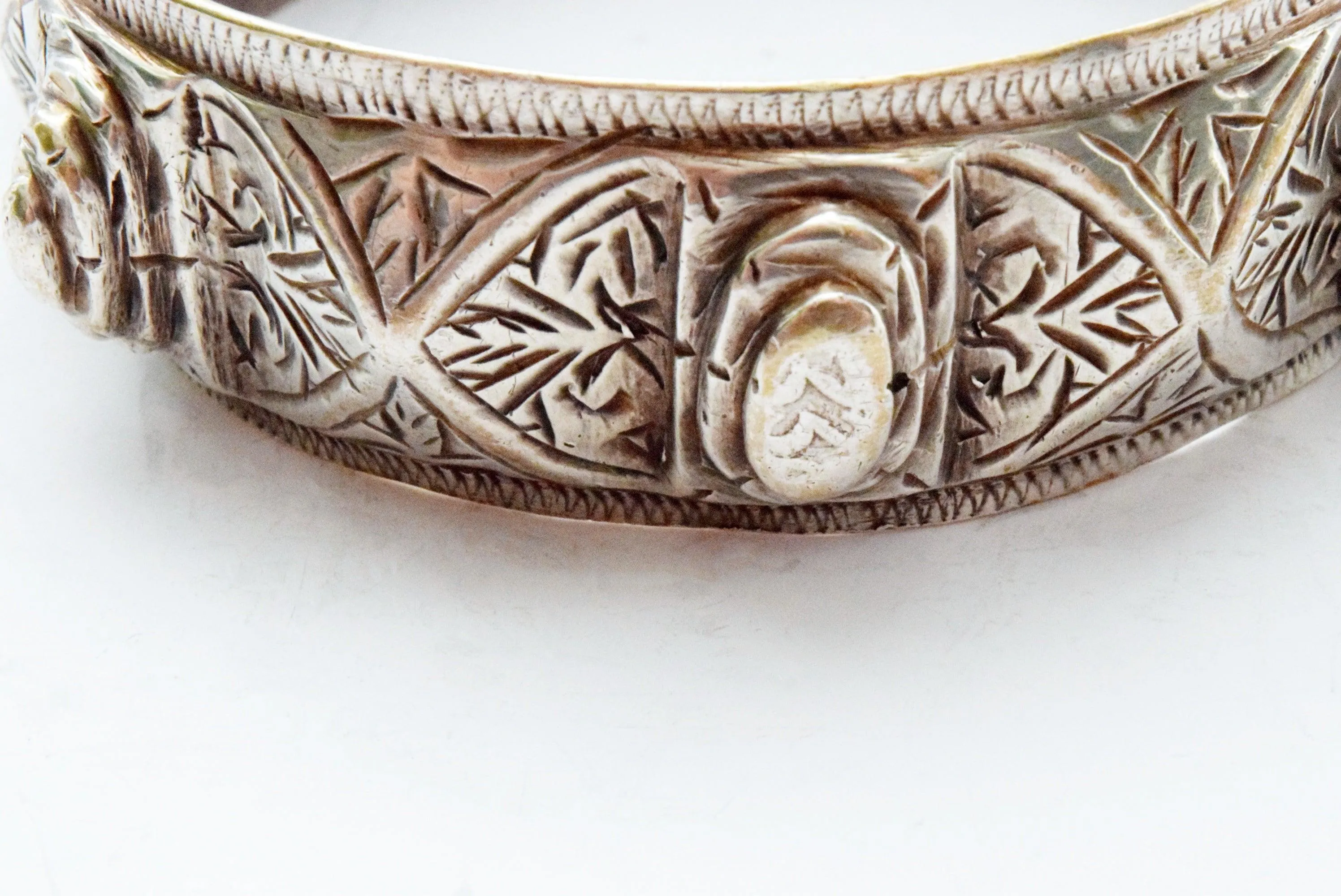 Vintage Moroccan Heavy Silver Bangle