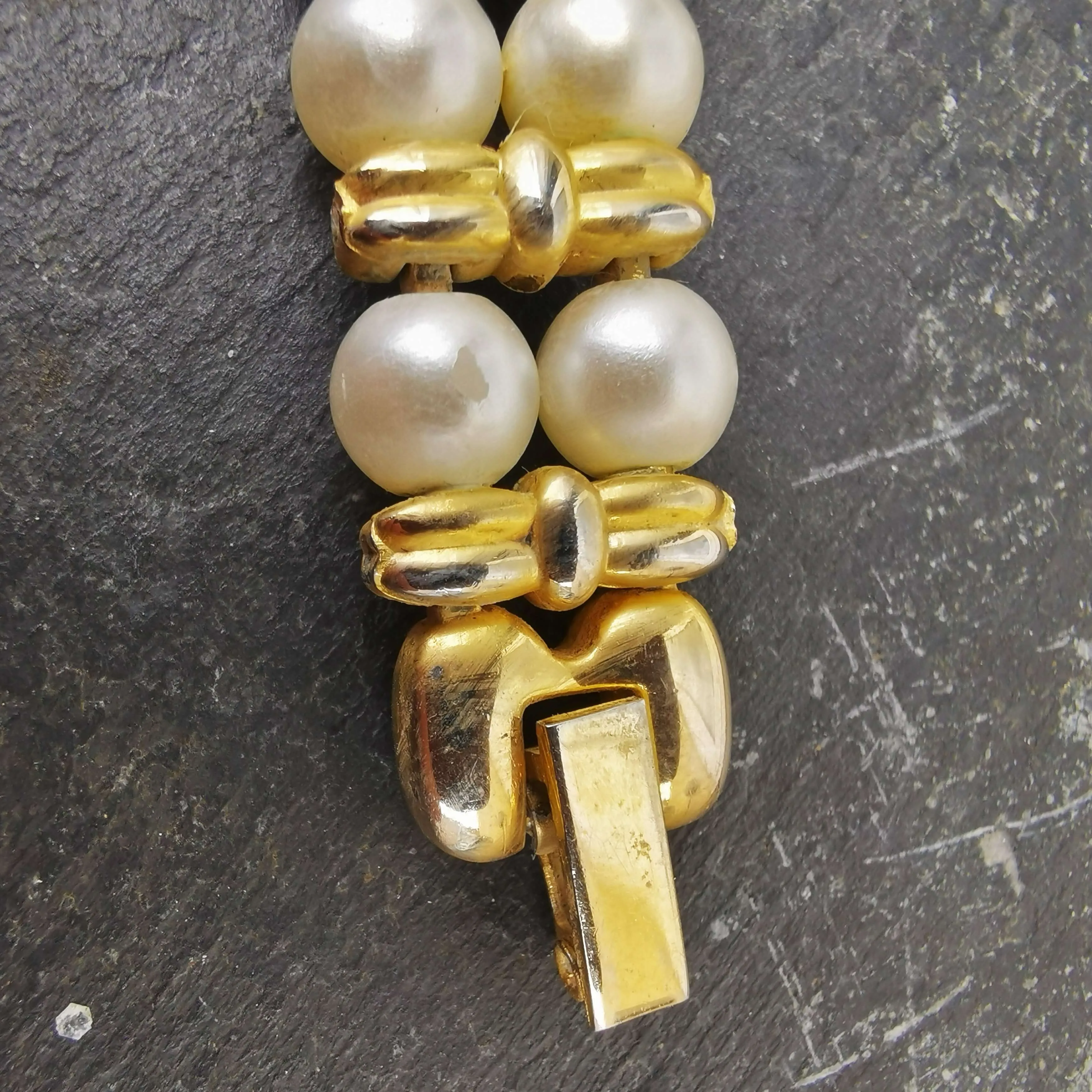 Vintage Women's Lucoral Gold Plated Quartz Watch With A Pearl Bracelet