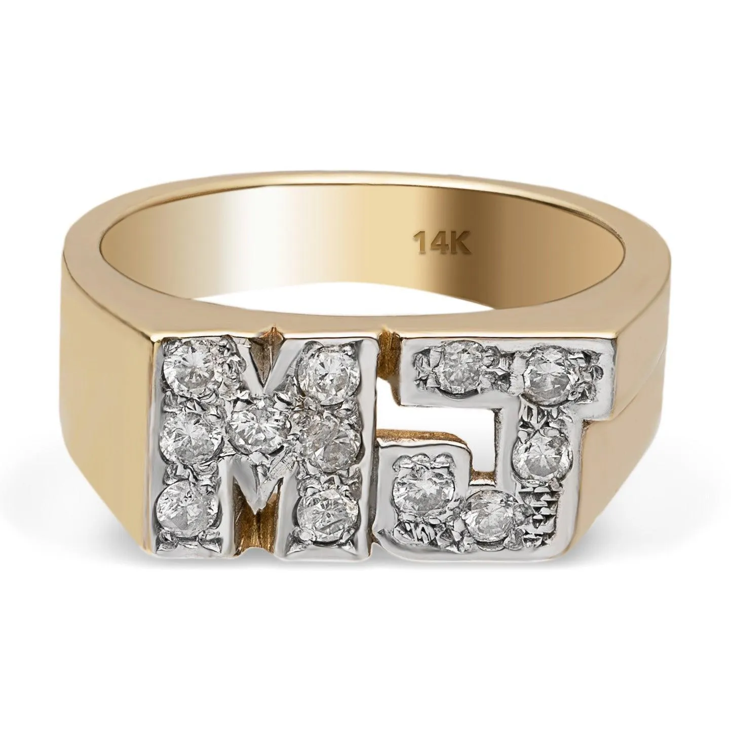 Women's Diamond Initial Ring 14K Gold - Style 15
