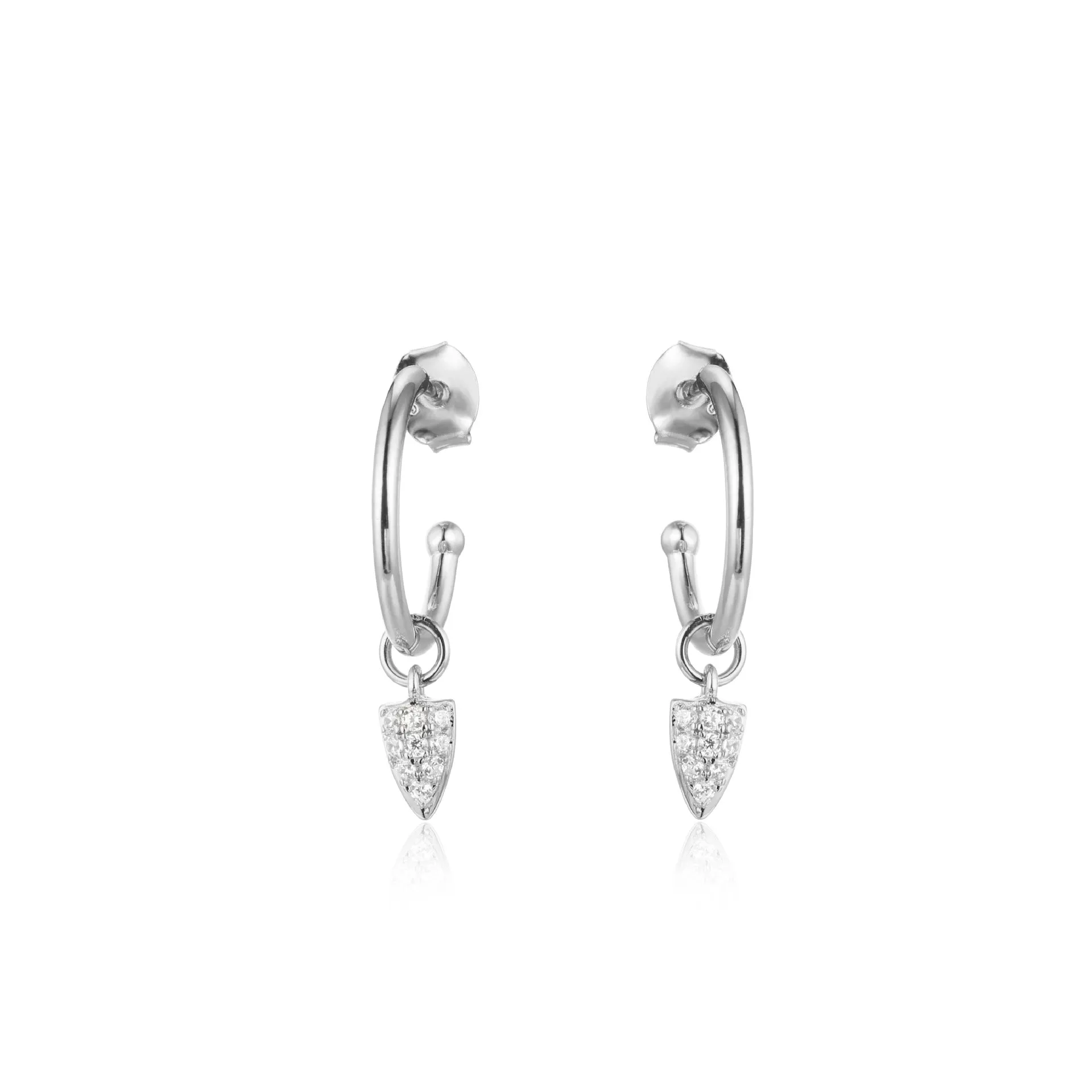 Zircon Bullet Head Silver Hoop Earrings for Women